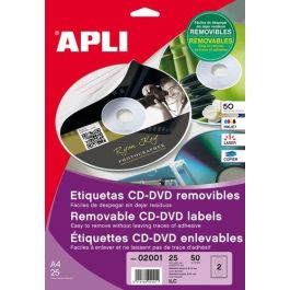 Etiquetas Adh.Impr.Apli A4 Multimed.Cd-Dvd Clasica Blister 25H Removible Mate Ø Ext.114 E Int.41 Mm 50 Uds.(02001) Precio: 13.89000019. SKU: BIX02001