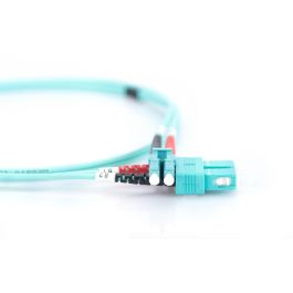 DIGITUS Cable de Fibra Óptica Multimodo OM3 Duplex I-VH LC a SC, 3m, Color Aguamarina, Libre de Halógenos