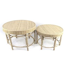 DKD Home Decor Mesita Auxiliar Balines Natural Ratán Set de 2 Piezas 61 x 52 x 61 cm Precio: 135.09408. SKU: B1ANGE7J6N