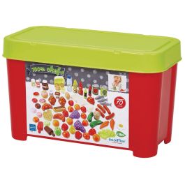 Ecoiffier 2608 Caja de comida con 75 accesorios para juego de rol de comedor, alimentos de juguete surtidos (18 meses+)