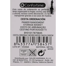 Confortime Cesta Organizadora Negro de Madera, 36.7 x 24.2 x 8.4 cm - Caja de Almacenaje y Ordenación Confortime (6 Unidades)