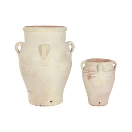 DKD Home Decor Ánfora Decorativa Mediterránea Artesanal Hecha a Mano, de Terracota Cruda 53x72x53 cm, Juego de 2 Unidades Precio: 142.78999944. SKU: B1GDZL2NPX