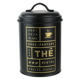 La Boite a Bote Metal "Thé" Lounge, Negro Mate con Ilustraciones Doradas, Tapa, 12x18.5 cm Precio: 5.50000055. SKU: B152B3WS7X