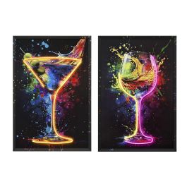DKD Home Decor Cuadro Decorativo Led de Lienzo Estilo Loft Cocktail Multicolor Negro 93x63x3.7 cm (2 Unidades) Precio: 133.79000008. SKU: B1FXAAZADQ