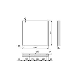 Emuca Juego de patas rectangulares Square para mesa, ancho 800mm, Acero, Pintado negro