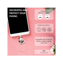Wondee Charm Colgante para Móvil Funny Panda - Protector de Puerto Carga Tipo-C/Lightning - Accesorio Decorativo y Antipolvo