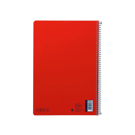Liderpapel Cuaderno Espiral A4 Smart Tapa Blanda 80 Hojas 75gr Cuadro 4mm Con Margen Color Rojo