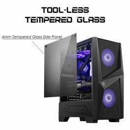 MSI MAG Forge 100M Midi Tower Negro Transparente con Iluminación Púrpura y Panel de Vidrio Templado para PC Gaming