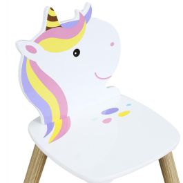 Home Deco Kids Conjunto Mesa y 2 Sillas Infantil Unicornio Licorne 55x55x43 cm Mesa, 28x28x51 cm Silla