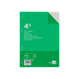 Liderpapel Recambio Cuarto 100 Hojas 60gr Liso 6 Taladros