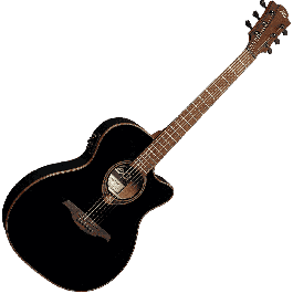 Guitarra Acústica Lâg Auditorium Slim Cutaway Tramontane 118 A/E - Negra