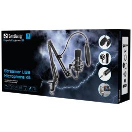 Sandberg Streamer USB Microphone Kit con Brazo Ajustable, Filtro Antipop y Antiviento para Streaming y Grabación de Video