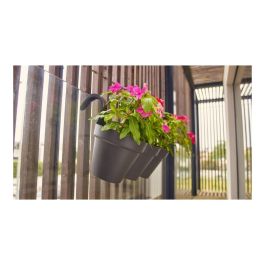 Artevasi Maceta para Balcón Capri Individ 3 en 1, Diseño Redondo, Color Gris Antracita, Capacidad 11 L, Medidas 30.5x54xH28 cm