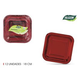 Set de 12 platos de cartón rojo cuadrados 18 cm Algon (18 Unidades) Precio: 13.59000005. SKU: B15VWER9LH