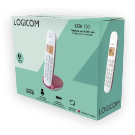 Logicom LOG3483071500155 Teléfono Inalámbrico Fijo DECT ILOA 150 Solo Frambuesa Sin Contestador Automático