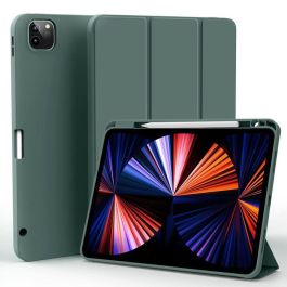 eSTUFF Estuche Miami para iPad Pro 12.9 2022/2021 de cuero PU verde oscuro. Compartimento para lápiz, auto encendido/apagado y 2 modos de soporte.