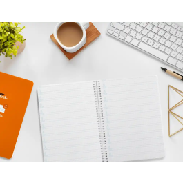 Liderpapel Cuaderno Espiral A5 Pautaguía Tapa Blanda 40 Hojas 75gr Cuadro Pautado 4mm Color Naranja