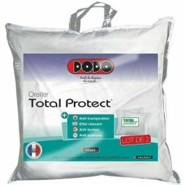 Dodo Juego de 2 Almohadas Total Protect 65x65 cm Blanco, Antiácaros Antimanchas, Fibra Hueca Poliéster, Fabricación Francesa