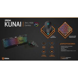 KROM Pack Gaming Kunai, Teclado led , ratón 7200 dpi y alfombrilla KROM Pack Gaming Kunai, Teclado led , ratón 7200 dpi y alfombrilla