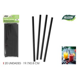 Set de 20 pajitas de cartón negras 19.7x8 cm Algon (24 Unidades) Precio: 10.78999955. SKU: B15KBLKSCK