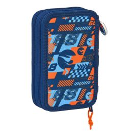 Estuche Escolar con Accesorios Hot Wheels Speed club Naranja Azul marino 12.5 x 19.5 x 4 cm (28 piezas)