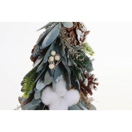 DKD Home Decor Cono de Navidad Alpina, Verde Blanco, 17x17x30 cm, Figura Decoración Navideña de Hogar en Piña y Porexpan