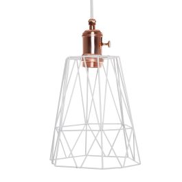 Pendel E27 Cable Blanco 5m con Portalámparas Cobre, Interruptor, Jaula Hexagonal Blanca y Enchufe AM-AT536. Estilo Retro Precio: 28.58999979. SKU: B1CDGFY6SE
