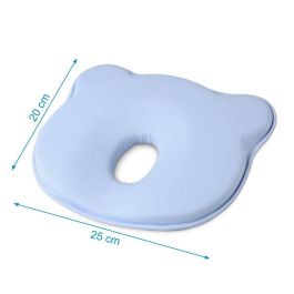 KioKids Almohada Ergonómica Anti-Plagiocefalia para Bebés Recién Nacidos, con Cavidad Central y Tejido Algodón 100% Azul
