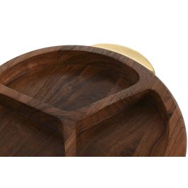 DKD Home Decor Woodsun 23 Bandeja Basicos Natural Dorado 30.5 x 4.5 x 35 cm Acacia Inox