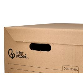 Cajon Contenedor Liderpapel Carton Manual Para 3 Cajas Archivo Def. Folio - 3 Archivadores A-Z 387x333x260 mm