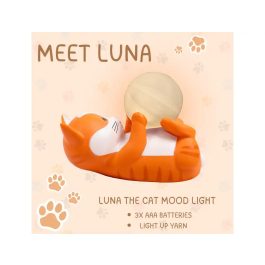 Wondee Lampara Luna The Cat, Luz de Ambiente Acogedora con Forma de Ovillo de Lana, 15.5 x 10 x 11.5 cm