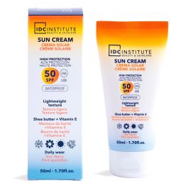 IDC INSTITUTE Crema Solar Facial Waterproof SPF50 50 ml – Protección Alta UVA/UVB Ligera Rápida Absorción