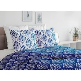 Juego nórdico 240x260 cm HOME LINGE PASSION FIBULA: Funda nórdica + 2 fundas de almohada - 100% Algodón 57 hilos - Azul