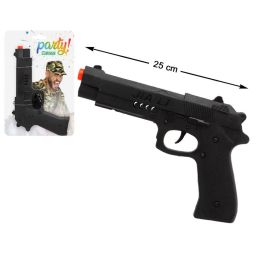 Pistola de juguete negra 25 cm con detalle naranja para disfraz militar, espías, agentes, soldados o policías Precio: 1.68999974. SKU: S1121516