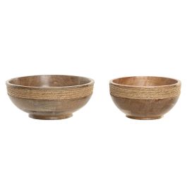 DKD Home Decor Centro de Mesa Cottage Marrón Set de 2 Indianrope de Madera de Mango y Cuerda, Acabado Natural, 25x10x25 cm Precio: 34.50000037. SKU: B1JYM53ETN