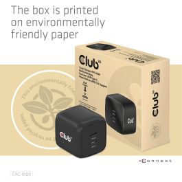 Club3D CAC-1909EU Cargador de Pared 45W con 2x USB Tipo C PD, GaN, para Teléfono Móvil, Portátil, Smartphone, Protección Sobretensión