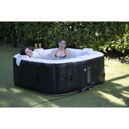 Sunspa Spa Hinchable Cuadrado 6 plazas con Iluminación LED de 4 Colores Potentes y 130 Micro Jets de Burbujas de Oxígeno para Relajación Óptima