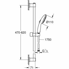 GROHE Vitalio Start 110 26032001 Set de Ducha con Rociador de 3 Chorros, Barra y Flexo - Fácil Selección, Ahorro de Agua