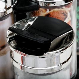 Cook Concept Especiero con 8 Botes de Vidrio y Tapas de Doble Dosificado, Base Negra, Giratorio 19x20 cm