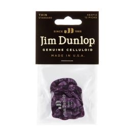 Dunlop Pack 12 Púas Guitarra Genuine Celluloid Classic Purple Thin