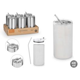 Vaso con pajita y tapa de acero inoxidable 600 ml Kinvara - 9.3x18.5x8.7 cm (12 Unidades) Precio: 78.58999973. SKU: B1HGZ6SCMG