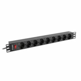 Lanberg Regleta 16A 9X Schuko para Armario Rack 19" con Interruptor y Protección Sobrecarga