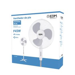 Ventilador de pie. color blanco. potencia: 45w aspas: ø40cm altura regulable 105-125cm edm