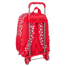 Mochila Escolar con Ruedas Hello Kitty Iconic Blanco Rojo 33 x 42 x 14 cm