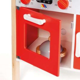 Cocina de madera roja con 10 accesorios 85,5x30x60 cm Cocina de madera roja con 10 accesorios 85,5x30x60 cm