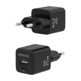 AISENS - CARGADOR GaN 25W, 1xUSB-C PD3.0 QC4.0, 1xUSB-A QC3.0, NEGRO AISENS - CARGADOR GaN 25W, 1xUSB-C PD3.0 QC4.0, 1xUSB-A QC3.0, NEGRO
