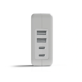Groovy Cargador de Pared 2 USB + 2 USB-C 4.8A, Carga Rápida para Múltiples Dispositivos, Color Blanco