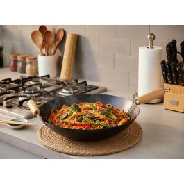Quttin Sarten Wok Mango y Asa de Madera 35 cm (6 Unidades)