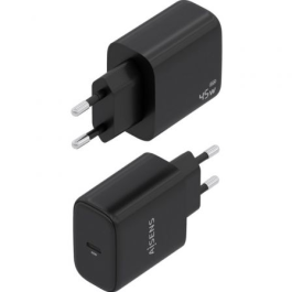 Aisens Cargador de Pared GaN A110-0970 1xUSB Tipo-C 45W Negro