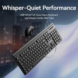Vention KTYBG-ES Combo Teclado y Ratón con Cable USB-A, Distribución Española, Negro, 1000 DPI Ratón y 105 Teclas